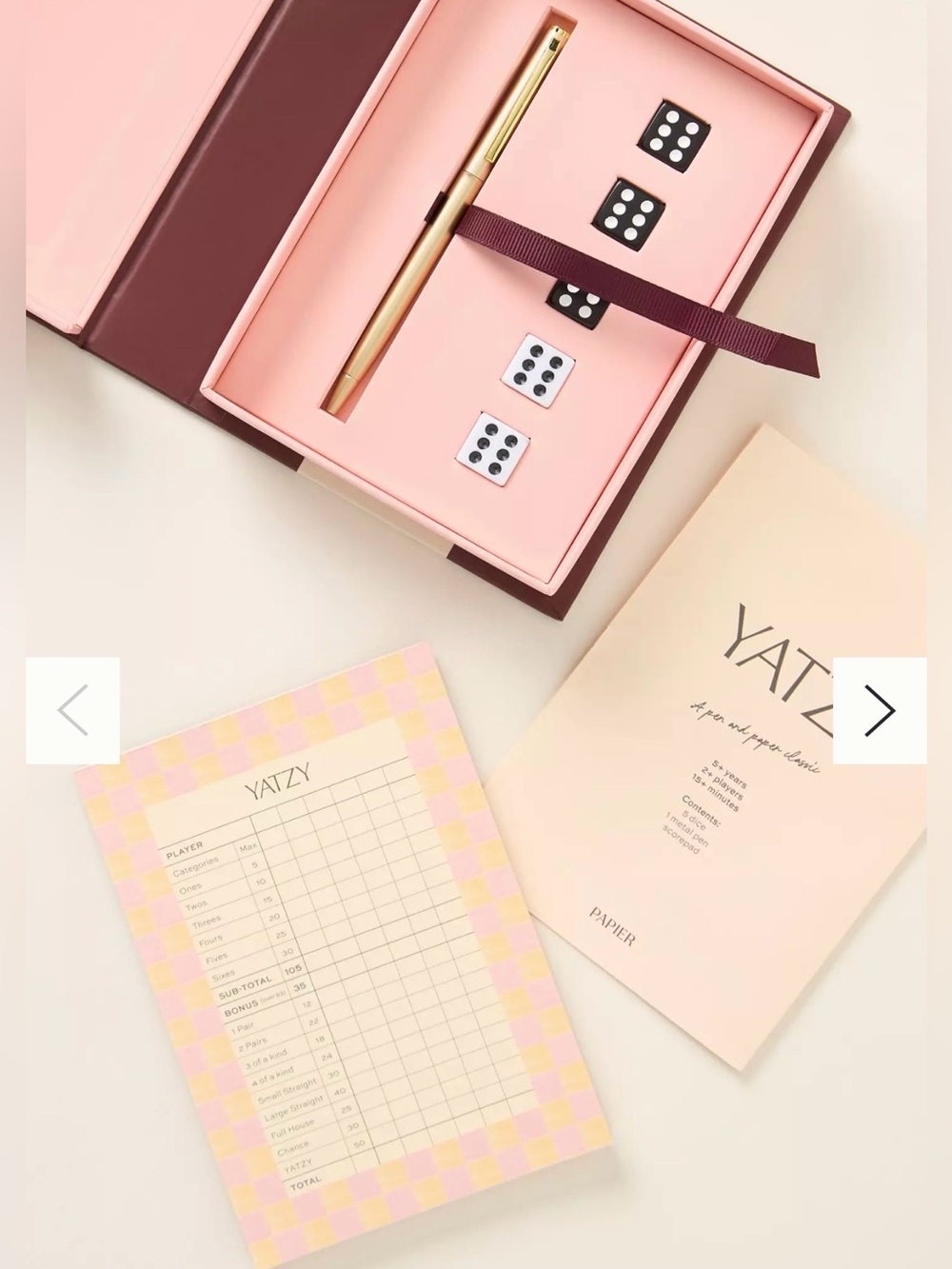 NWT, Anthropologie X Papier Yatzy Bookshelf Dice Game 🎲 - Picture 2 of 5